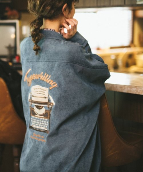 Merモデルまるちゃん着用 タイプライターback刺繍シャツワンピース ダブルネーム Double Name D Fashion