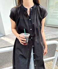 and　Me.../アンドミー andme バンドカラーフレンチスリーブフレアシャツワンピース/503476387