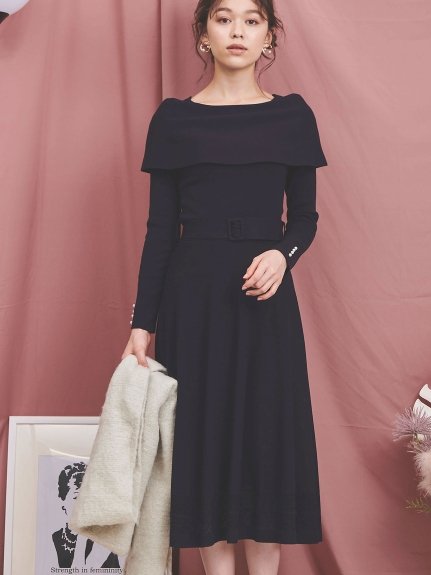 セール 美人百花11月号掲載 バーサカラーニットワンピース ノエラ Noela D Fashion