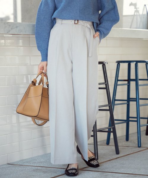 セール Easy Care ウォッシャブルフラノセンタープレスワイドパンツ ビス Vis D Fashion