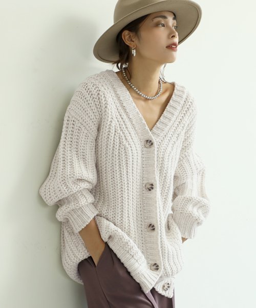 オーバーサイズローゲージニットカーディガン コカ Coca D Fashion