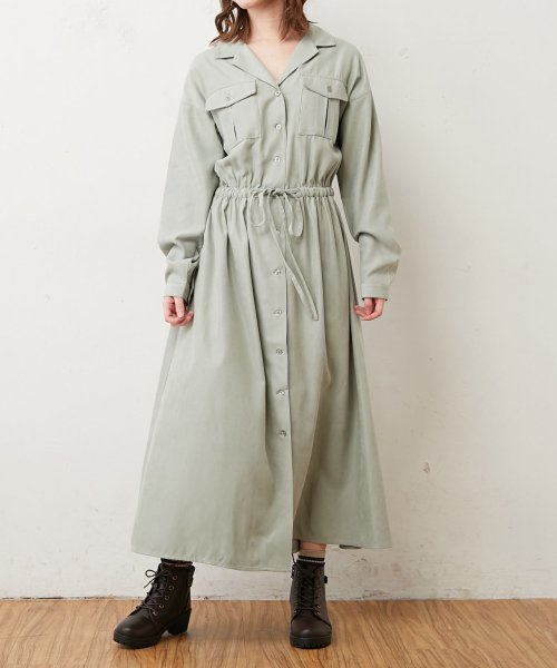 セール Tnコール開襟前ボタンワンピース オリーブデオリーブ Olive Des Olive D Fashion