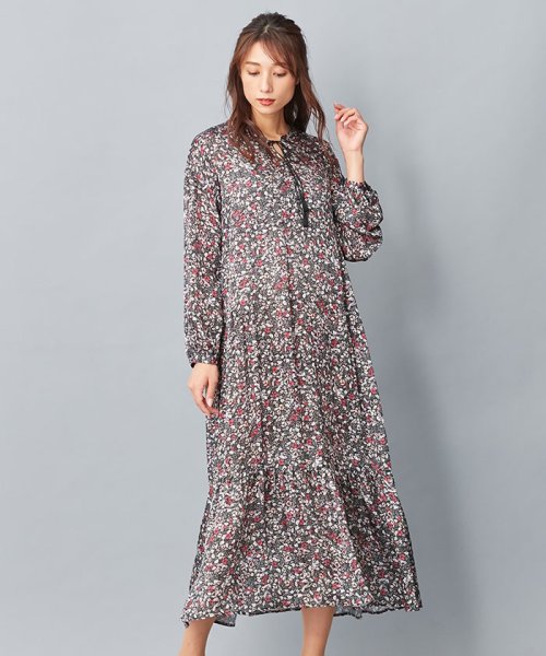 総フラワープリントワンピ ス レリアンプラスハウス Leilian Plus House D Fashion