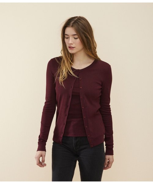 Femme クルーネックカーディガン プチバトー Petit Bateau D Fashion