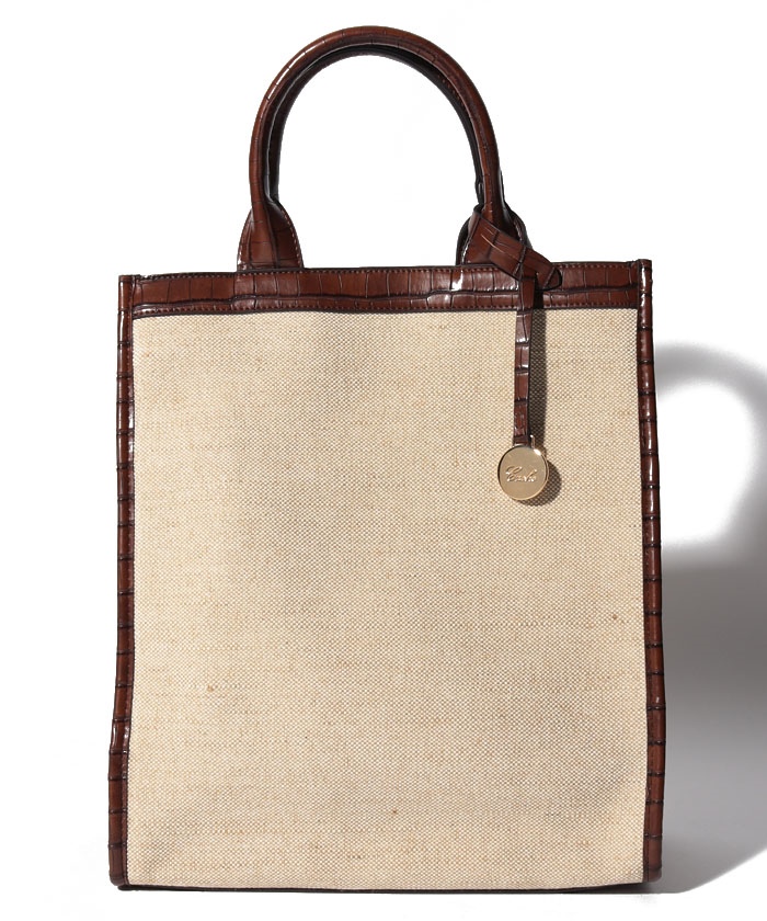 【新品/未開封/タグ付き】レザーキャンバストートバッグ セール】カシュカシュ cachecache / エキゾチックレザー