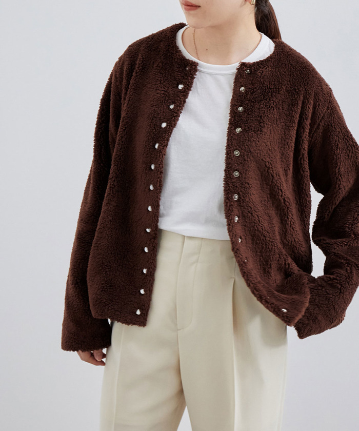 agnes b. pour ADAM ET ROPE'】ボア CARDIGAN PRESSIONS www