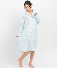 fran de lingerie/soft－gauze－clothパジャマシャツ長袖ワンピース(パステルストライプ)/503497352