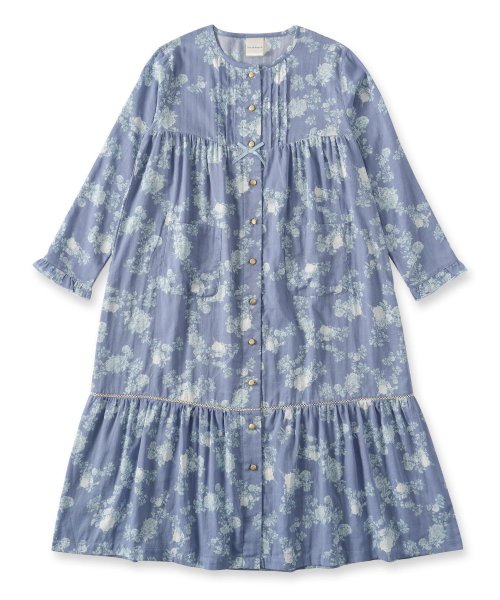 セール Soft Gauze Cloth前開き長袖ロングワンピース 花柄 フランデランジェリー Fran De Lingerie D Fashion