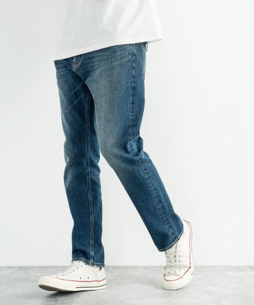 デニムパンツ メンズ アンクル丈 くるぶし セルヴィッチ 赤耳 カジュアル テーパード ヴィンテージ加工 Used ストレッチ 伸縮性 ジーンズ ジーパン イン ロッキーモンロー Rocky Monroe D Fashion