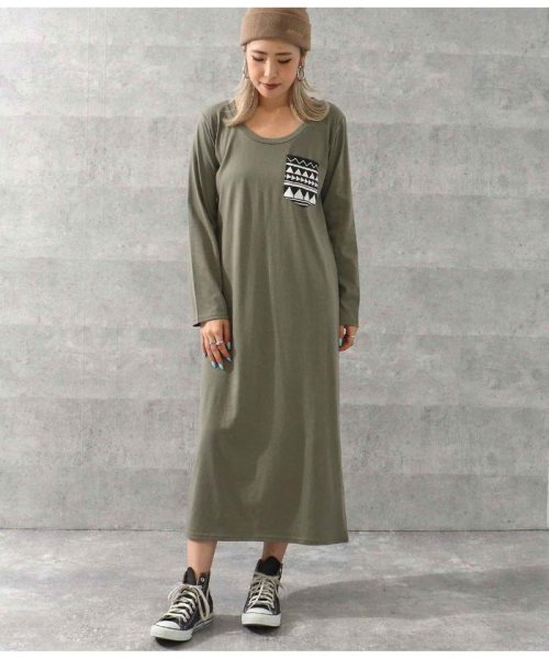 セール 柄ポケットロングスリーブワンピース アナップ Anap D Fashion セール 柄ポケットロングスリーブワンピース アナップ Anap D Fashion