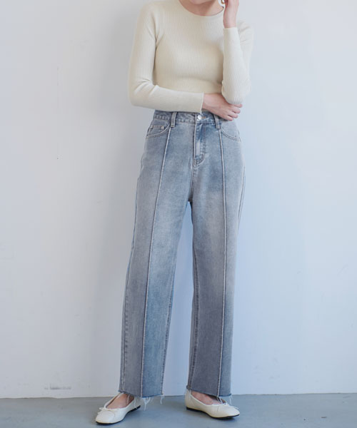 センターシームカットオフデニムパンツ(503510343) | コカ(coca センターシームカットオフデニムパンツ(503510343) | コカ(coca