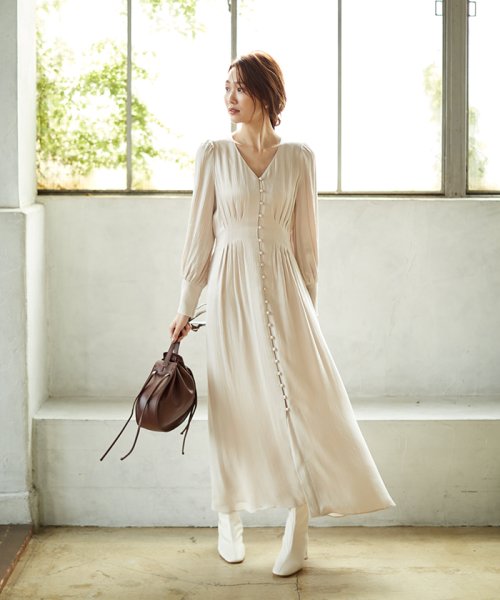 サテンタックワンピース フレイ アイディー Fray I D D Fashion サテンタックワンピース フレイ アイディー Fray I D D Fashion