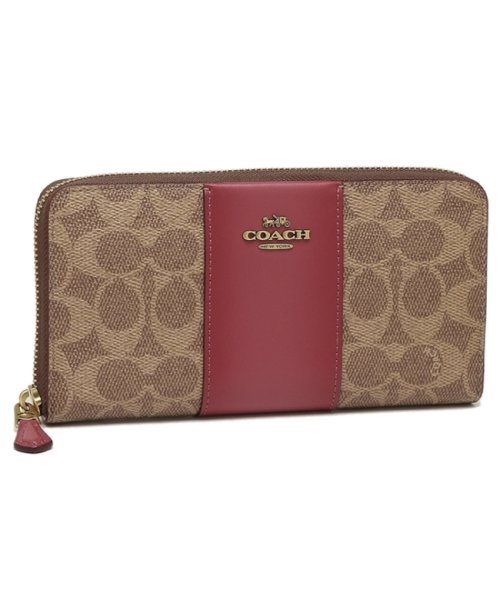 セール コーチ 長財布 レディース Coach B4pg4 カーキ ピンク コーチ Coach D Fashion