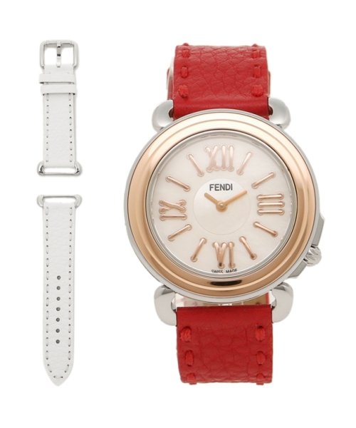 Fendi 腕時計 レディース フェンディ Fh0 Ssn18rb7s ホワイトパール ローズゴールド レッド フェンディ Fendi D Fashion