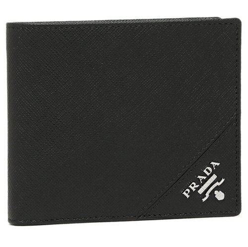 セール プラダ 財布 Prada 2mo738 Qme F0002 Saffiano Metal Portafoglio メンズ 二つ折り財布 Nero プラダ Prada D Fashion
