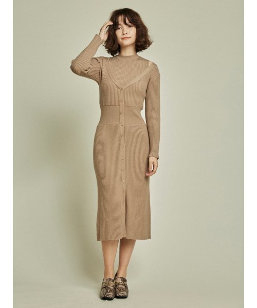 レイヤードニットワンピース リリー ブラウン Lily Brown D Fashion レイヤードニットワンピース リリー ブラウン Lily Brown D Fashion