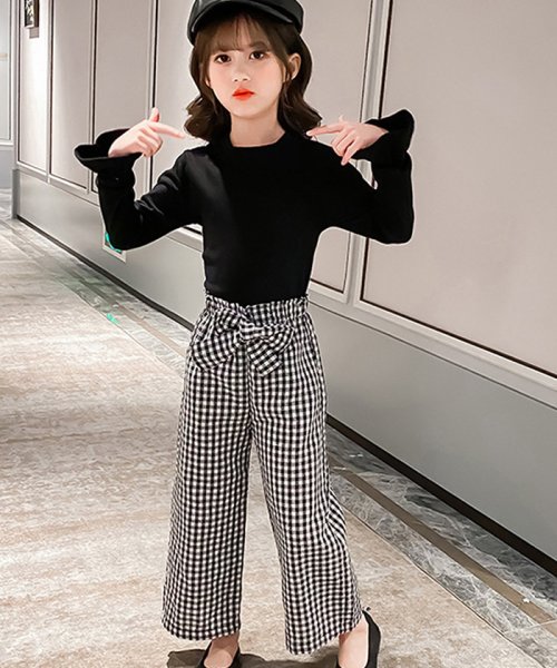 セール50 Off セットアップ キッズ 女の子 パンツチェック柄 パンツスーツ 長袖 おしゃれ チャイルド ジュニア 洋服 新品 ミニミニストア Miniministore D Fashion