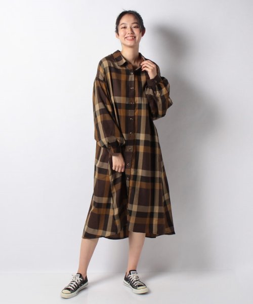 セール Bigチェツク袖バルーンシャツワンピース オリーブデオリーブ Olive Des Olive D Fashion