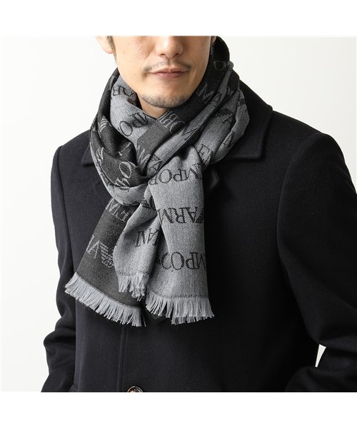 セール Emporio Armani エンポリオアルマーニ Cc786 8a786 マフラー ストール ジャカードロゴ Grey メンズ エンポリオアルマーニ Emporio Armani D Fashion