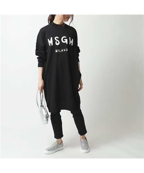 セール 30 Off Msgm エムエスジーエム 2841 2941 Mda67 オーバーサイズ スウェット 長袖 トレーナー ワンピース チュニック ペイントロゴ ライト生地 エムエスジーエム Msgm D Fashion