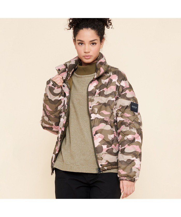 Aigle エーグル レディース ダウンベスト グレー ブラック S 22春夏新色