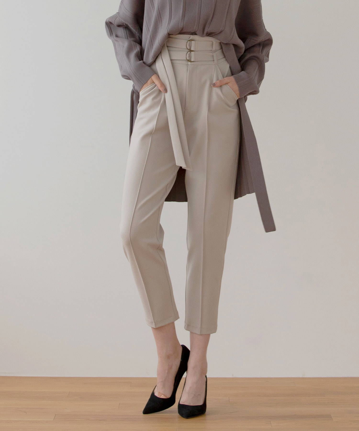 ミエリ インヴァリアント MIELI INVARIANT W Belt Tapered Pants