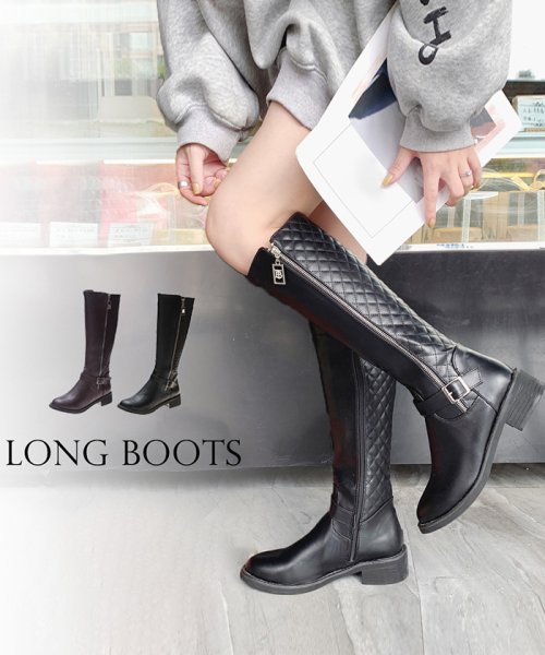 セール50 Off ニーハイブーツ レディース ロング丈 ジョッキーブーツ ローヒール 春秋冬 ブラック ブラウン ミニミニストア Miniministore D Fashion