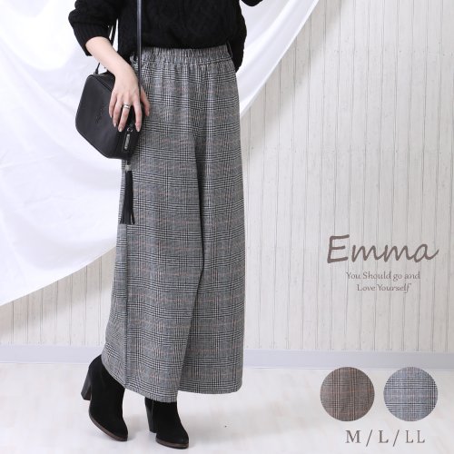 セール チェック柄ワイドパンツ エマ Emma D Fashion