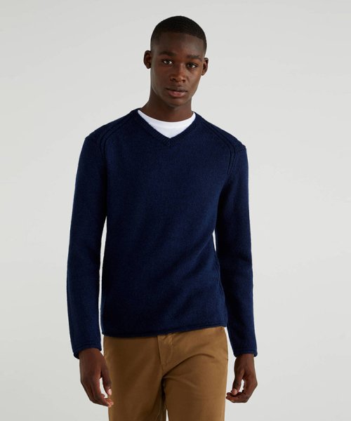 ウール混vネックニット セーター ベネトン メンズ Benetton Mens D Fashion