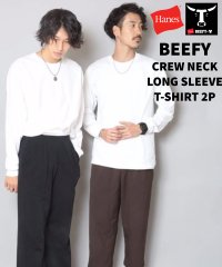 JEANS MATE/ジーンズメイト JEANS MATE 【HANES】BEEFY ビーフィー H5186ー2 コットン100% ロング スリーブ Tシャツ 2P 2枚組 長袖 ヘ/503556369