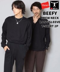 JEANS MATE/【HANES】BEEFY ビーフィー H5186－2 コットン100% ロング スリーブ Tシャツ 2P 2枚組 長袖 ヘビーウェイト タフで型崩れしにくい/503556369