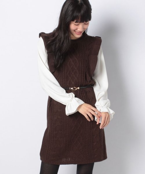 セール 袖異素材ケーブルニットワンピース イング Ingni D Fashion