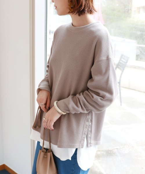 セール ワッフル長袖サイドボタンtシャツ アンドミー And Me D Fashion セール ワッフル長袖サイドボタンtシャツ アンドミー And Me D Fashion