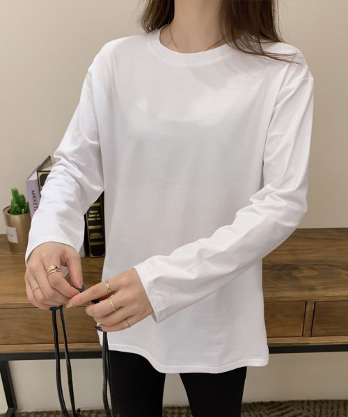 長袖ｔシャツ Vネックuネックtシャツ レディース 無地 ロングｔシャツ 黒 白 ペア カップル ペアルック お揃い ショッピングゴー Shoppinggo D Fashion