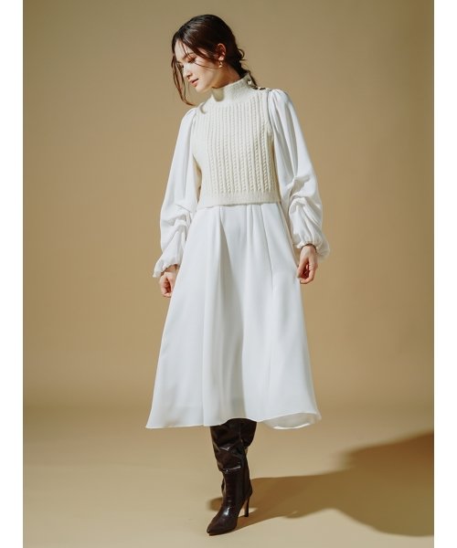 ニットベストレイヤードワンピース セルフォード Celford D Fashion ニットベストレイヤードワンピース セルフォード Celford D Fashion