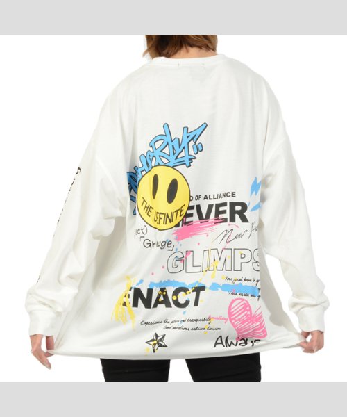 ビッグシルエット ロンt メンズ オーバーサイズ ロンt レディース ビッグtシャツ 長袖 Tシャツ 長袖tシャツ ビッグロンt プリントtシャツ ニコちゃん ワンフォークロージング 1111clothing D Fashion
