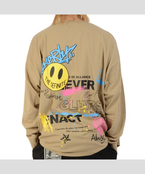 セール ビッグシルエット ロンt メンズ オーバーサイズ ロンt レディース ビッグtシャツ 長袖 Tシャツ 長袖tシャツ ビッグロンt プリントtシャツ ニコちゃん ワンフォークロージング 1111clothing D Fashion