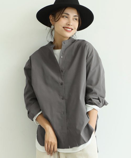 しわになりにくい バンドカラーシャツ コカ Coca D Fashion