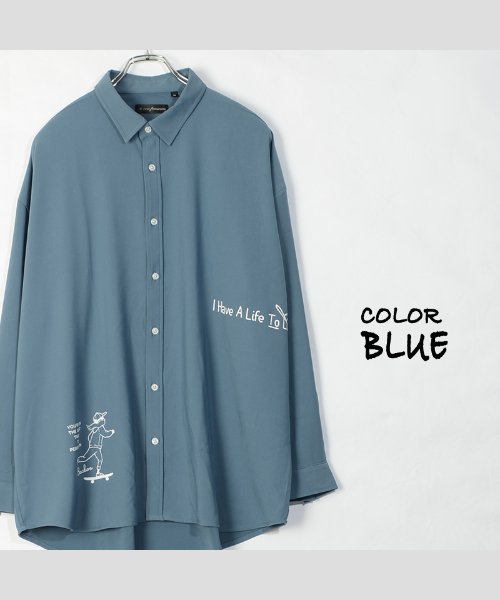 セール シャツ メンズ シャツ レディース ロングシャツ ビッグシャツ ビッグシルエット シャツ オーバーサイズ プリントシャツ イラスト ロゴ 手書き 韓国 ファッシ ワンフォークロージング 1111clothing D Fashion