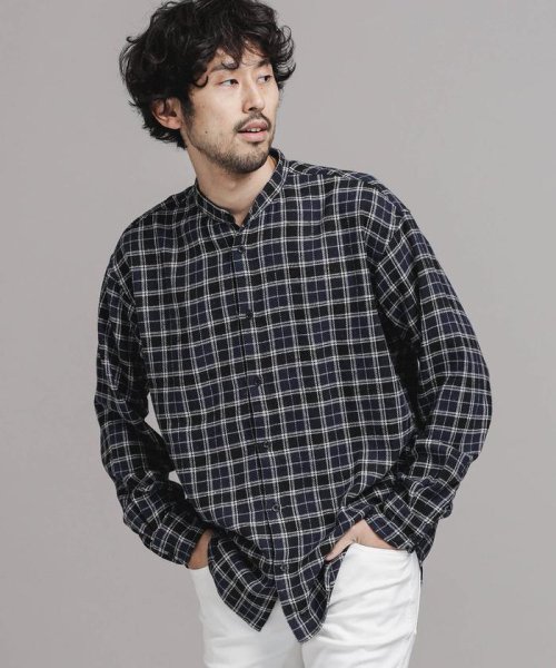 セール Fine Flannel バンドカラーチェックシャツ ナノ ユニバース Nano Universe D Fashion