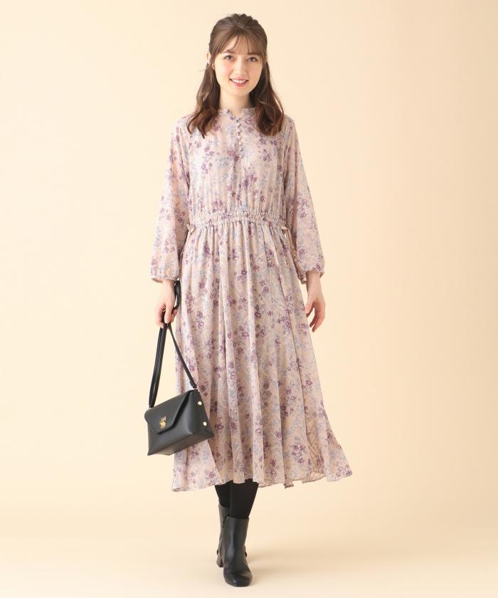 セール 50%OFF】【洗える】シェードmixフラワー ワンピース セール 50%OFF】【洗える】シェードmixフラワー ワンピース