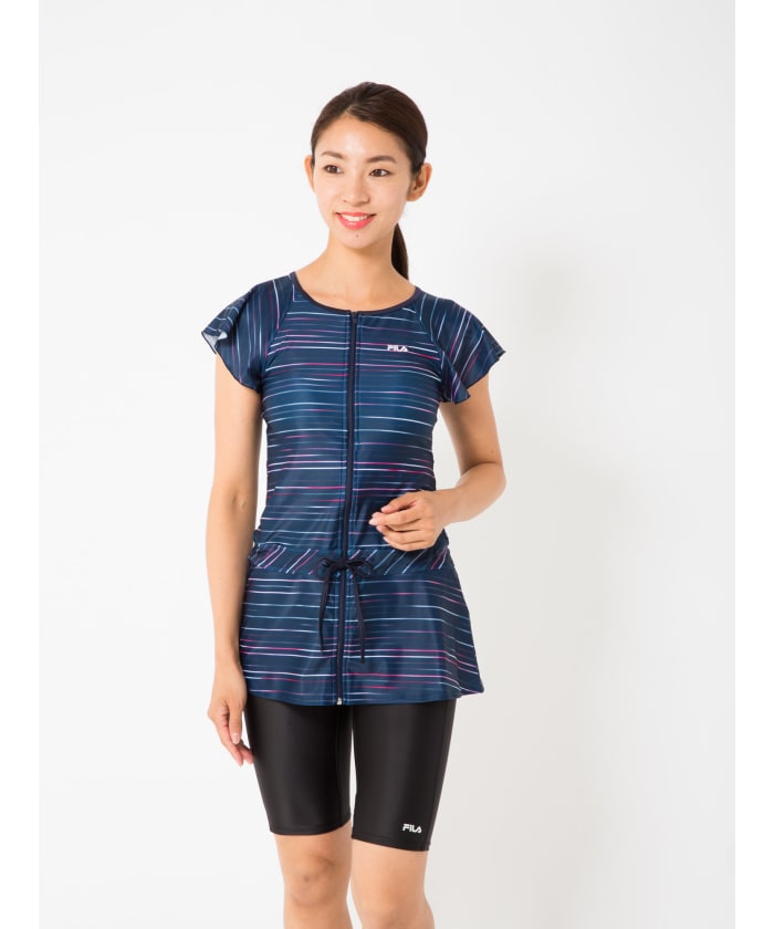 セール 50%OFF】チュニック丈ボーダー柄タンキニ水着(クイック セール 50%OFF】チュニック丈ボーダー柄タンキニ水着(クイック