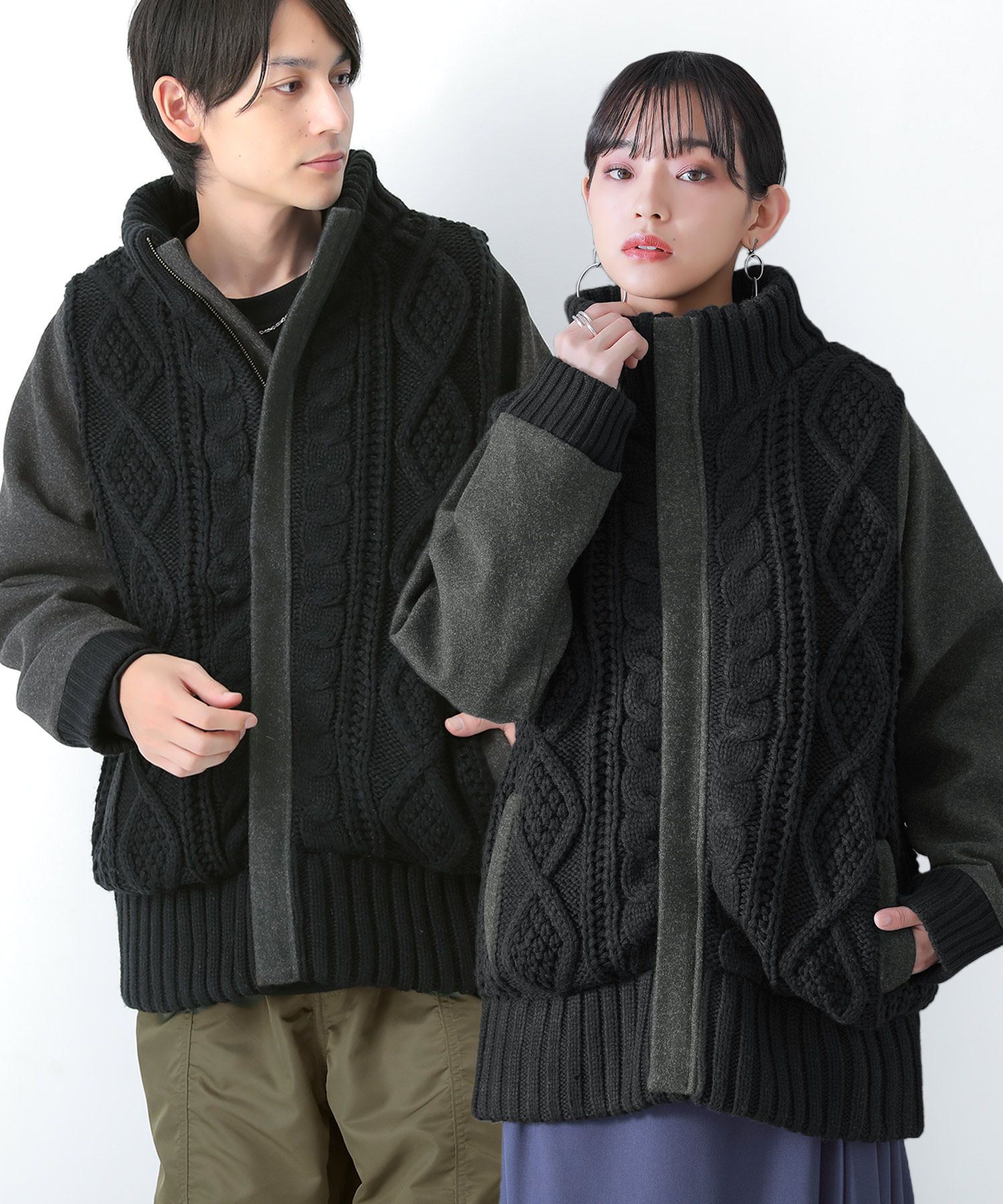 オシャレウォーカー osharewalker 『異素材×ケーブルニット オシャレウォーカー osharewalker 『異素材×ケーブルニット