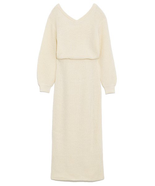 バックレースニットワンピース リリー ブラウン Lily Brown D Fashion