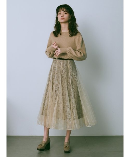 セール レースドッキングニットワンピース リリー ブラウン Lily Brown D Fashion セール レースドッキングニットワンピース リリー ブラウン Lily Brown D Fashion