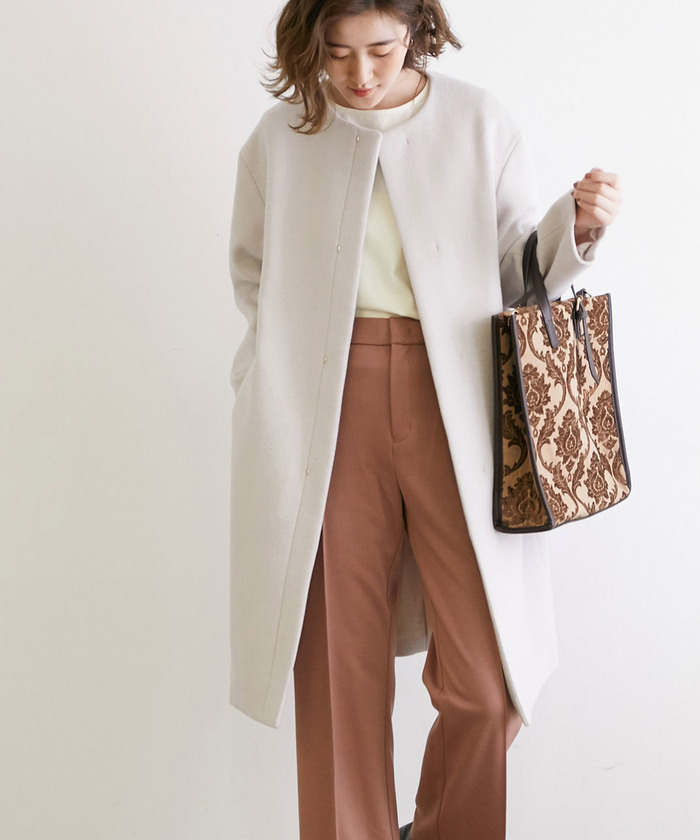 セール 30%OFF】フロントホックノーカラーコート(503614258 セール 30%OFF】フロントホックノーカラーコート(503614258