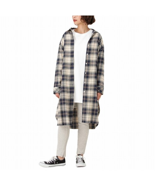 クーポン Navy ネイビー コットンフランネルシャツワンピース Mh807 609 マックハウス レディース Mac House Women D Fashion