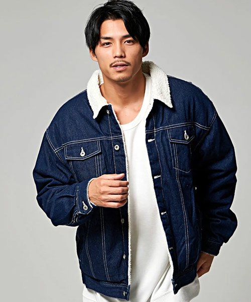 Cavaria キャバリア ビッグシルエット長袖デニムボアジャケット キャバリア Cavaria D Fashion Cavaria キャバリア ビッグシルエット長袖デニムボアジャケット キャバリア Cavaria D Fashion