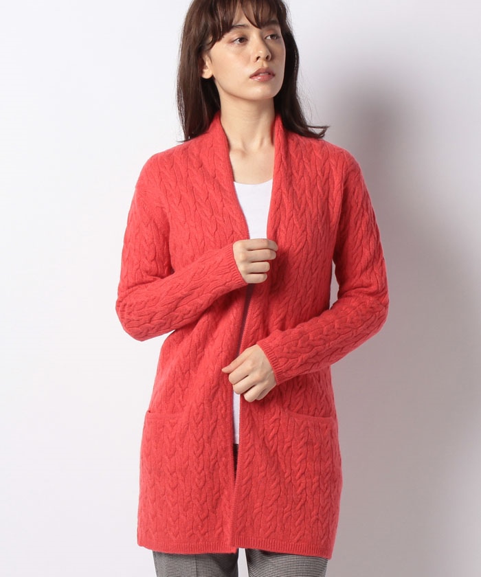 セール 70%OFF】GOBIカシミヤ ケーブル柄カーディガン(502695028