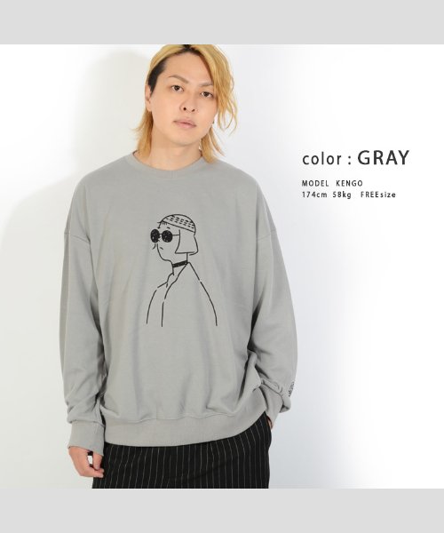 ビッグシルエット トレーナー メンズ オーバーサイズ スエット レディース スウェット 長袖 ロンt 刺繍 イラスト ピンク 黒 白 ビッグトレーナー 韓国 フ ワンフォークロージング 1111clothing D Fashion